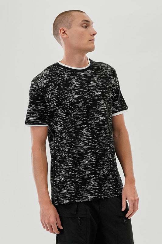 Canada Weather Gear Vintage Patterned Crewneck Tee - Black