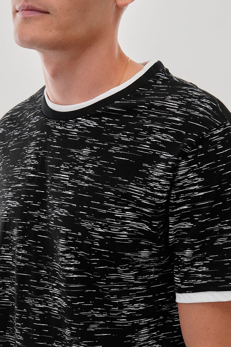 Canada Weather Gear Vintage Patterned Crewneck Tee - Black