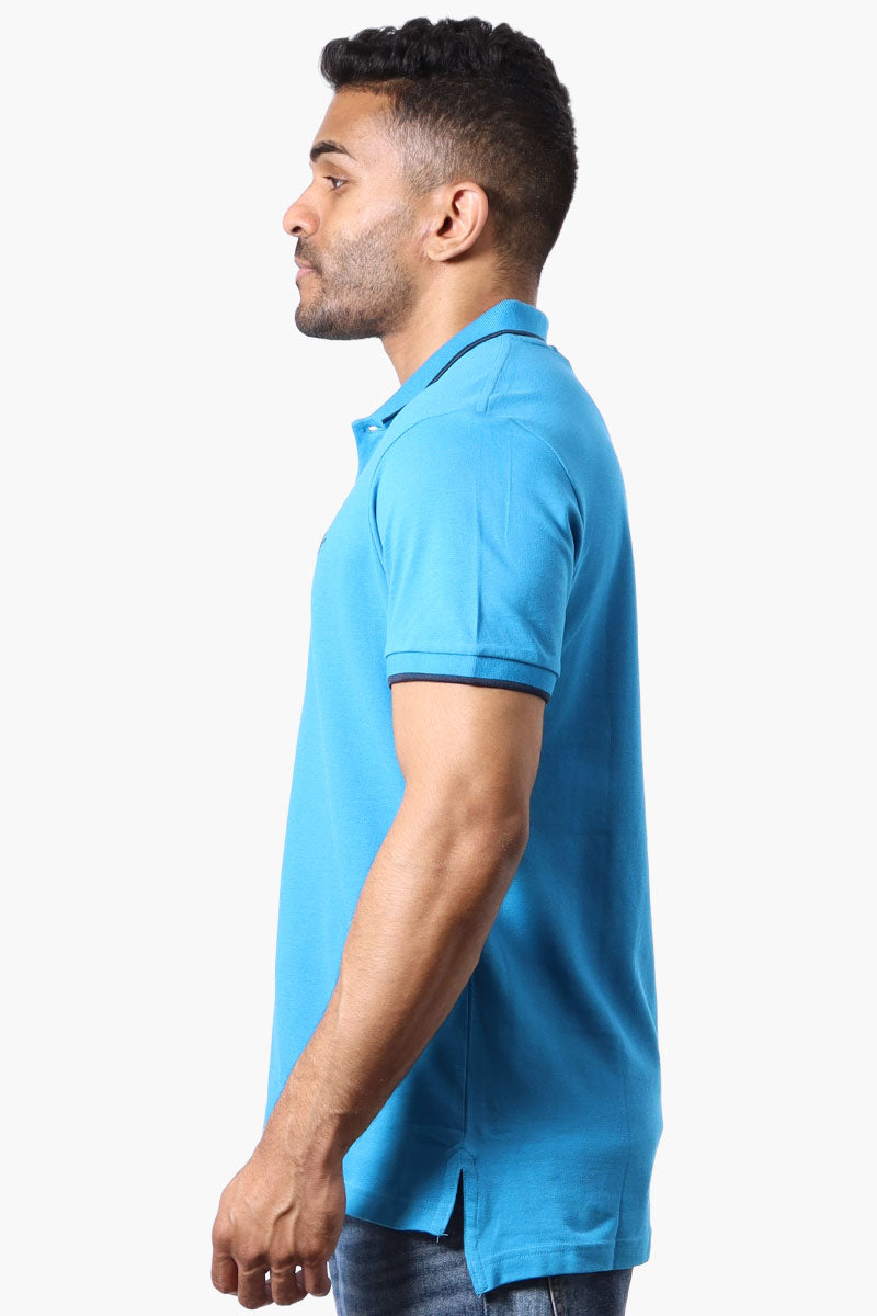 Super Triple Goose Solid Short Sleeve Polo Shirt - Blue