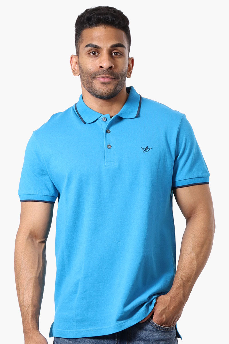 Super Triple Goose Solid Short Sleeve Polo Shirt - Blue