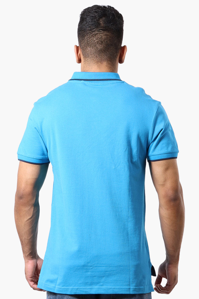 Super Triple Goose Solid Short Sleeve Polo Shirt - Blue